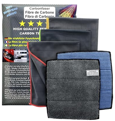 5 toallitas de microfibra de carbono 410GSM-paño mágico de cristal sin traza, sin pelusa, reutilizable, multiuso, coche, profesional, moto, antiarañazos, lavanderos absorbentes