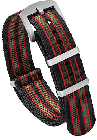 watchdives Nylon Watch Band 18mm 20mm 22mm Multicolor Replacement Watch Straps for Men Women (Black Red Green, 20mm)