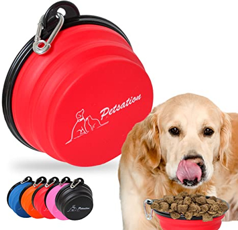 PETSATION – Gamelle pour Chien Pliable [L'Original] – Bol de Voyage, écuelle, Abreuvoir pour Chien – idéal pour Les Voyages, promenades et Le Quotidien – Léger, Compact et étanche (Rouge, 2000ml)