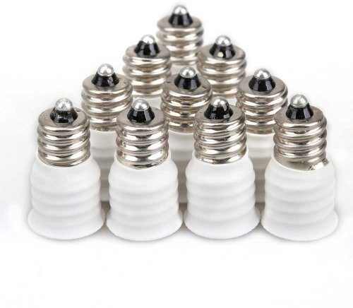 Demiawaking 10 Stück E12 auf E14 Lampenfassung LED Glühbirne Lampen Sockel Adapter, E12 auf E14 Lampensockel Konverter (Weiß)