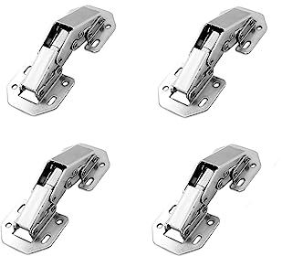 LIKERIANY Klein Aufschraubscharnier mit Feder 90 Grad Scharnier Ohne Topfbohrung für Eckanschlag und Innenanschlag Tür Scharniere Küchenschrank Kleiderschrank Leichte Schranktür Möbel 4 Stück