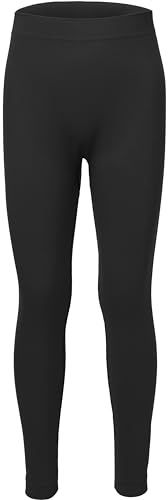 Ladeheid Leggins Térmicos para Invierno Calzonzillos Pantalón Térmico para Niños Mallas Deportivas Leggings Sin Costuras Snowboard Esquís LA40-259 (Negro, 158-164)