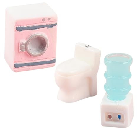TOYANDONA Accesorios para Casa De Muñecas con Lavadora Miniatura Inodoro y Dispensador De Agua Decoración De Resina Duradera para Juguetes y Suministros para Decoración Realista y Artística