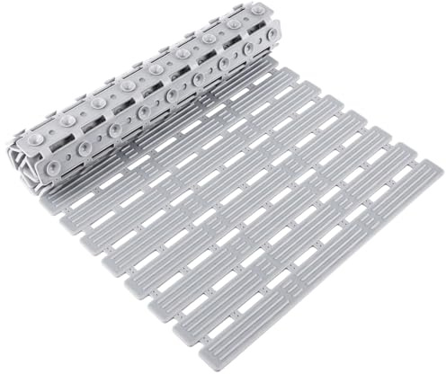 Alfombrilla Antideslizante para Bañera, Alfombra Ducha 68x40 cm, Alfombrilla de Ducha Lavable a Máquina, con Ventosas y Orificios de Drenaje, para Ducha, Bañera, Gris Claro