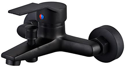 Dusch-Mischbatterie, Badewannen-Wasserhahn for Mobilheime, Dusch-Mischbatterie, Wand-Wasserhahn, Warm- und Kalt-Duscharmatur aus Messing, Dusch-Mischbatterie, schwarz (Color : Noir)