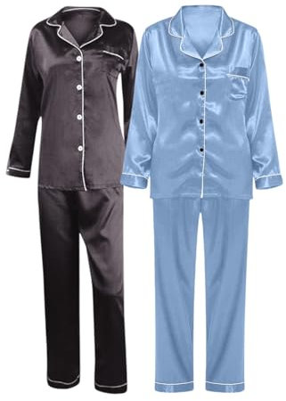 Combinaison d'intérieur 2 pièces pour femme - Pyjama long en coton - Pyjama long en coton - Ensemble de vêtements de nuit d'hiver à manches longues - Survêtement de loisirs - Survêtement de loisirs,