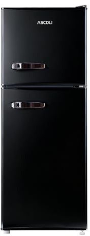 ASCOLI 120L Freestanding Retro Fridge, 88L/32L, Direct Cooling, Mechanical Control, Metal Handle, Adjustable Tempered Glass Shelves, Led Light