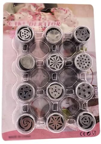 spritstyllar tårta 12-delars set med spritsmunstycken for bakning och dekoration, stora blommunstyckena i rostfritt stål for kakor, smördegsbakmaterial spritsmunstycken