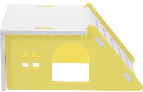 SEWACC Casa para Hámster Pequeña en Ángulo, Escondite Amarillo para Jaula, Diseño Seguro y Reutilizable, Accesorio para Dormir y Jugar en Jaula, Suministros para Roedores Pequeños
