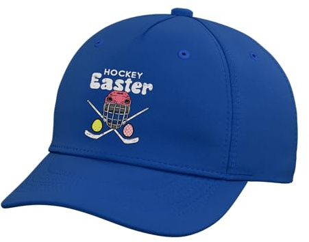 Easter Ice Hockey Helmet Stick Eggs Sports Men Boys Kids Adjustable Printed Baseball Hat, Royal Blue