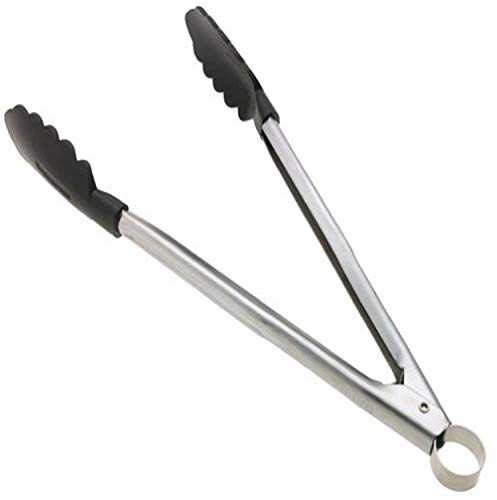 Cuisipro Küchenzange Edelstahl mit Nylon-Enden, 24 cm, Grillzange Edelstahl mit Verriegelungsmechanismus, Hitzebeständige Kochzange bis 220°C, Nudelzange mit rutschsicheren Enden