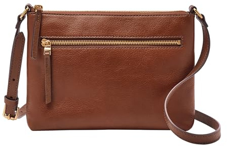Fossil Women's Fiona Leather Small Crossbody Purse Handbag, Brown (Model: ZB7668200)