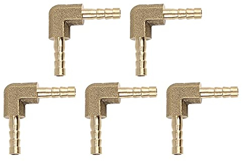 sourcing map Schlauchverbinder 90 Grad Gold 5 STK. Messing (4mm)