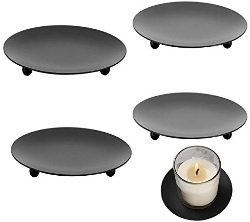 Candelabro,4 pezzi RoadLoo Nero Portacandela in Metallo piedistallo Candelabro Supporto Vintage Porta Candele per Coni di Incenso Spa Matrimoni e Feste di Casa Decorazione (3.9 x 0.4 Inch)