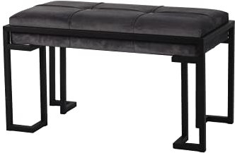 La Maison Plush Velvet Hallway Living Room Upholstered Bench Cushioned Padded Stool Pouffe Bed End Seat Metal Frame (Charcoal Grey)