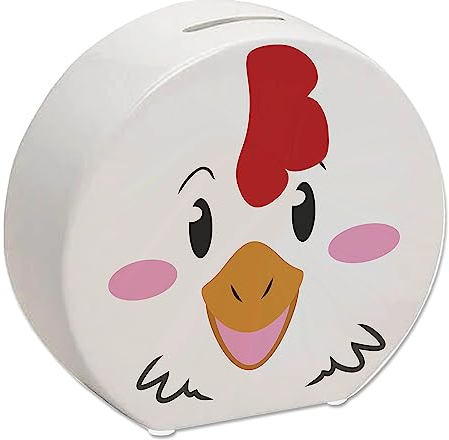 Spardose aus Keramik mit niedlichem Hühner-Gesicht - für kleine Kinder eine lustige Geschenkidee für Deine Kinder um Ihr Taschengeld in einem besonderen Sparschwein mit