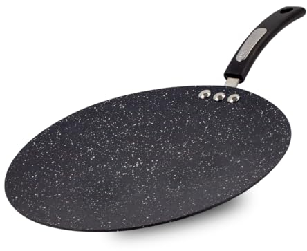 Scoville NEVERSTICK 30cm Chapati Pan, Non-Stick Indian Flatbread Pan, Suitable for All Hobs excluding Induction, Pefect for Chapatis, Rotis & Dosas, PFOA Free, Dishwasher Safe, Aluminium, Black