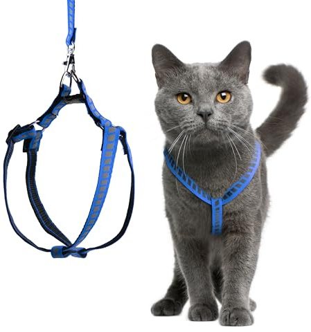 Filbert Cat Harness and Leash Set with Reflective Strip, Thin Cat Harness Escape Proof with Leash, Step-in, Adjustable, Indoor Outdoor, Easy-to-Put-On