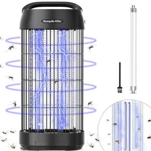 MJUM Lámpara Antimosquitos de Doble Cara Matamoscas Eléctrico,Mata Mosquitos Eléctrico 16W 1800V Lámpara Mata Insectos para Interiores,Una lámparas Repuesto