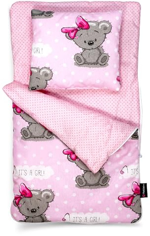 PinkZebra Gigoteuse Double Face Ensemble de 2 pièces pour Petit lit de poupée, literie en Coton pour poupées, literie de poupée avec Oreiller pour lit de poupée, It's a G