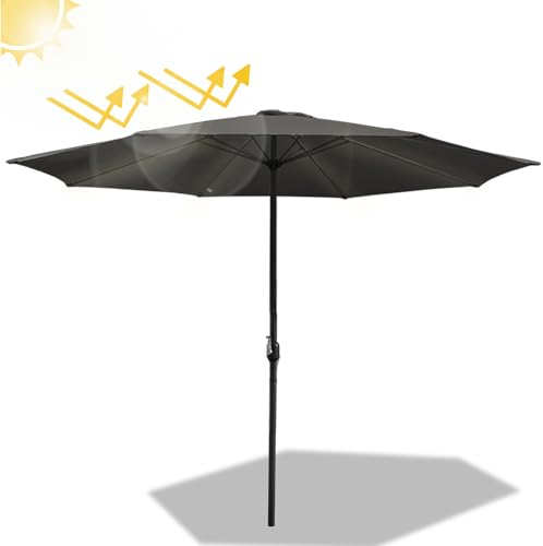 Daromigo Sonnenschirm 350 cm Grau mit Kurbel| Ampelschirm Gartenschirm Sonnenschutz UV Schutz 50+ | Kurbelschirm Marktschirm wasserdicht für Garten, Terrasse, Balkon, ohne Ständer