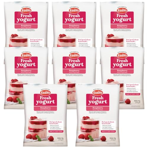 EasiYo Yogurt Raspberry, 8 Pack | Each Bag Makes 1 kg Yoghurt