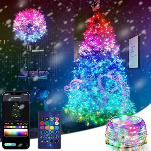 ZWOOS 20 m 200 LED Guirlande Lumineuse RVB, Réagir à la Musique, Alimenté par USB, Étanche IP65, Contrôle APP/Télécommande - pour Noël, Intérieur, Extérieur