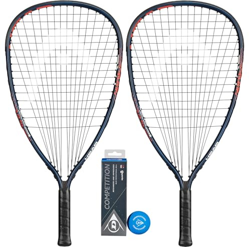 HEAD MX Fire Twin Racketball Set with 3 Racketball Balls