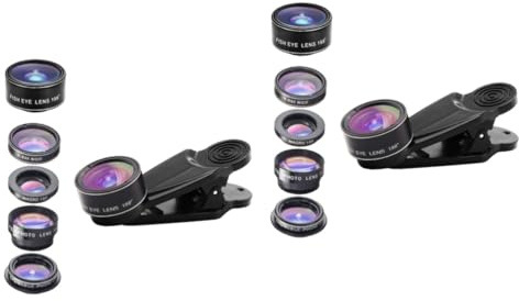 KITANDOVE Kit Dobjectifs pour Téléphone Portable 2 Pièces 5 en 1 Objectif Fisheye Grand Angle Macro Téléconvertisseur Objectif Polarisé Accessoire pour Smartphone