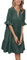 Famulily Ladies Summer Boho Mini Dress Ruffle Sleeve Pleated Swing Casual Basic Party Dress Dark Green L