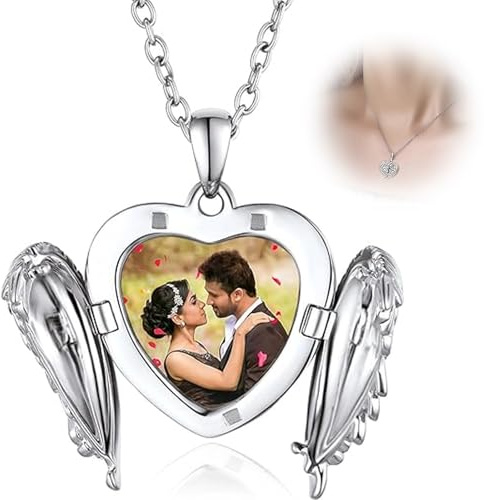 QttvbTna Personalised Necklace, Heart Locket Necklace For Women | High Quality Alloy Material, Lead And Nickel Free Safe, Heart Locket Necklace Pendant, Customisable Photo Frame Design