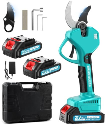 Tijeras de Podar Electricas,50mm Tijeras de Podar Bateria para Makita con 2 Baterías 2000mAh, Pantalla LCD, 900W Motor Sin Escobillas Silencioso,Profesional Tijera de Podar para Ramas,Arbustos,Troncos