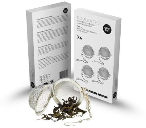 Infusor de bola de té | Bolas de té de acero inoxidable 4,5 cm | Reutilizable y fácil de limpiar | Ideal para teteras, tazas y tazas (4 pack)