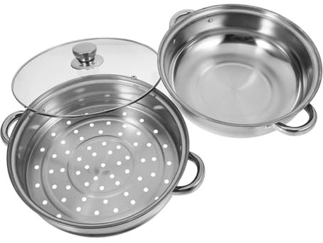 ULTECHNOVO 2Livello Pentola Acciaio Inossidabile Versatile per Cucina per Verdure e Carne Capacità per Numerose
