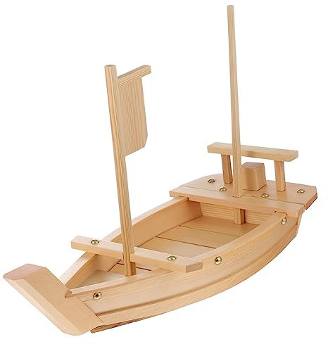 CLISPEED Piatto Da Barca Di Sushi e Sashimi in Legno Alimentare 50cm, Vassoio a Forma Di Barca Per Ristoranti, Sushi Bar e Buffet