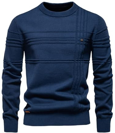 crazy bean Maglione Uomo Invernale Collo Alto Maglione Manica Lunga Maglia Girocollo Pullover Casual Caldo e alla Slim Basic Blu XXL