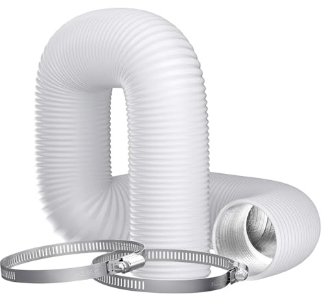 8Inch (200mm) Flexible Aluminum PVC Ventilation Ducting Hose - 5m White Air Duct Pipe for Extractor Fan, Hydroponics, Grow Tents, Dryer Vents