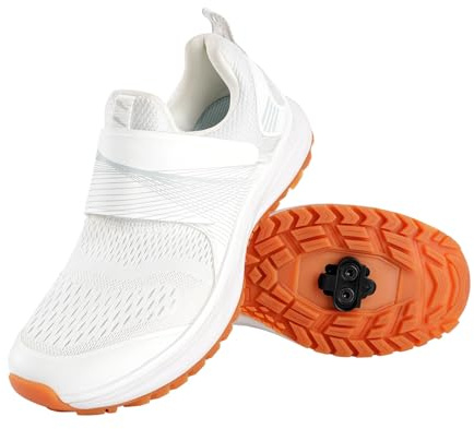 liekick Women's Indoor Cycling Shoes Compatible with 2-Bolt SPD Cleats, Comfortable Bike Shoes for Spin Classes & Outdoor Cycling White