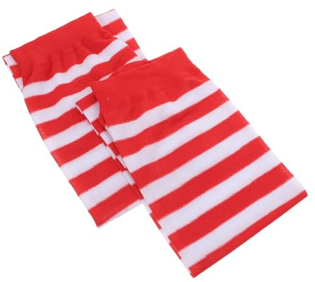 LRXIYODE Calzini di Natale Righe Rosse e Bianche Alte Fino alla Coscia Sopra Ginocchio per Donne e Ragazze Tessuto in Poliestere Pregiato Traspirante e Resistente