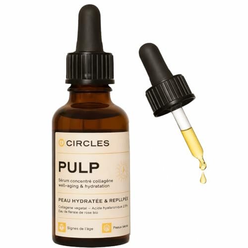 CIRCLES PULP Siero Viso Rimpolpante Acido Ialuronico + Collagene Vegetale | French Clean Beauty Aloe Vera + Rosa Bio Idratazione 30ml