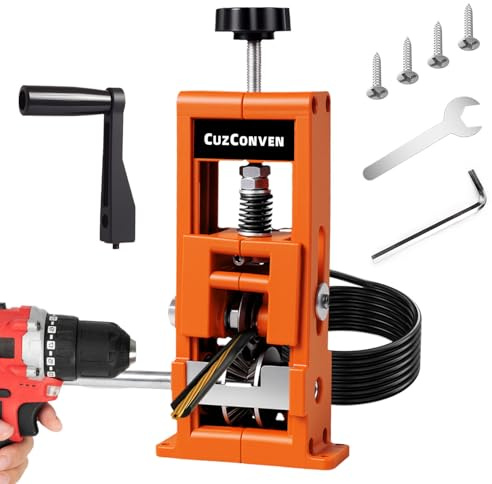 CuzConven Wire Stripper Machine,0.04-1 Inch Scrapping Copper Wire Peeler Machine, Drill Powered/Hand Crank Dual-drive Wire Stripper Tool for Scrap Copper Recycling & DIY etc.