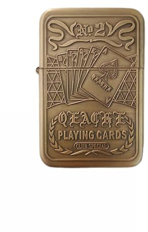 Accendino Meccanico a Benzina Ricaricabile Carte da Gioco Queen Club Special Bronzo Anticato