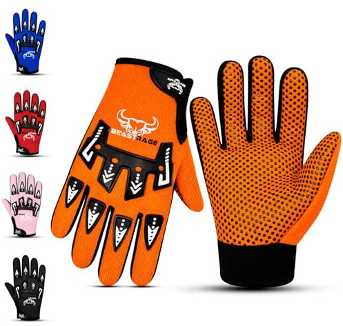 BEAST RAGE Gants de vélo pour Enfants–Gants de Motocross et de BMX pour garçons et Filles,Prise en Main antidérapante,Gants légers et Respirants pour Le Motocross