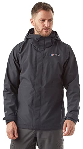 Berghaus Men's Maitland GORE-TEX IA Waterproof Jacket with 3-in-1 Compatibility, Mens Raincoat, Men's Hiking & Outdoor Recreation Clothing, Black, L