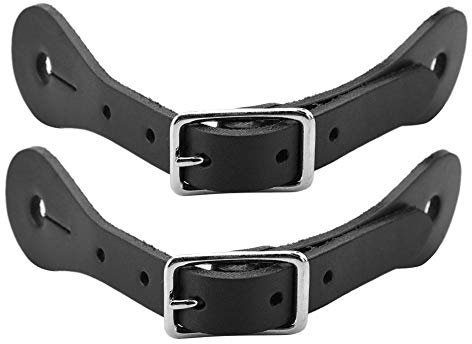 Zerodis 1 Paar Spornriemen Reitzubehör Handgefertigt aus echtem Leder Reitspornriemen Reitledergürtel(Schwarz)