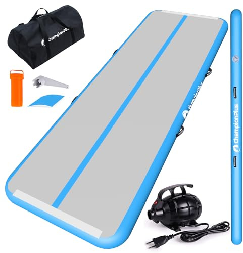ChampionPlus Aufblasbare Air Matte Track Tumbling Matte 4m Gymnastikmatte Turnmatte Yogamatte, Camping Trainingsmatte（Blau）