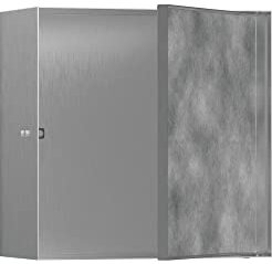 hansgrohe XtraStoris Rock nicho de Pared con Puerta alicatable 300x300x140 mm, 56091; Color: Acero Inoxidable Pulido