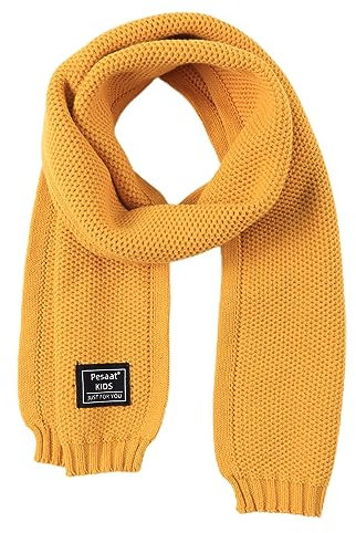 Pesaat Winter Schal Baby Kinder Strickschal 100% Baumwolle Warmes Langer Halstuch Mädchen Jungen Weicher Schön Schals (Hellgelb)