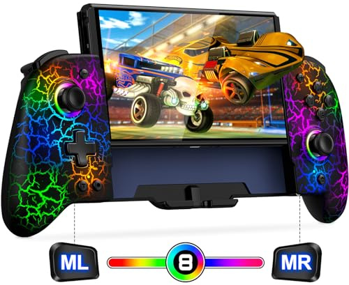 CoguyTech Switch Controller Wireless für Nintendo Switch/OLED, RGB Handheld Controller mit Turbo Programmierung und Einstellbarem Vibration, Einteilige Switch Joypad mit 1000 mAh