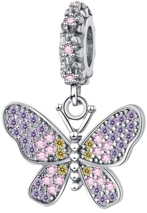 GOUWO Charms Papillon en Argent 925 Compatible Avec Bracelet Pandora Collier 5A Bijoux en Zircone Cubique Pour Femmes Mère Fille Anniversaire Halloween Fête des Mères Cadeaux de Saint-Valentin